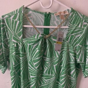 Women’s blouse,MK top for women,Michael Kors Green Leaf Print Women's Top